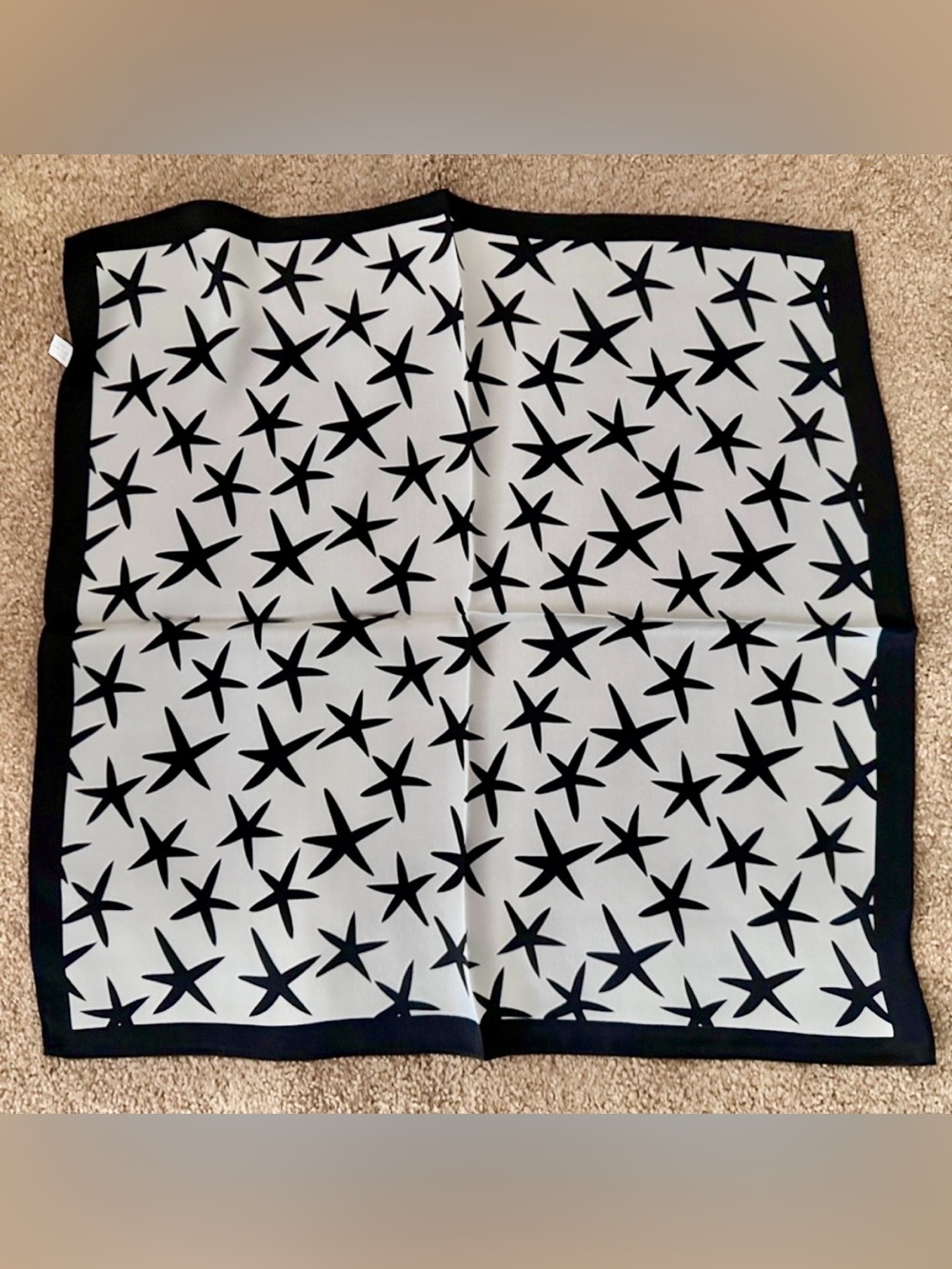 Black and White Starfish Silk Scarf